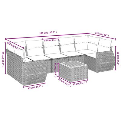 vidaXL 8 részes bézs polyrattan kerti ülőgarnitúra párnával