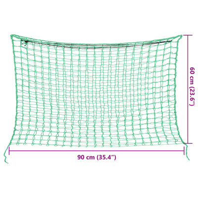 vidaXL 2 db négyszögletű zöld PP szénaháló 90 x 60 cm