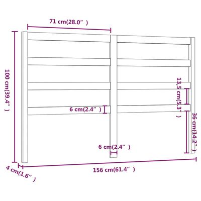 vidaXL fekete tömör fenyőfa ágyfejtámla 156 x 4 x 100 cm