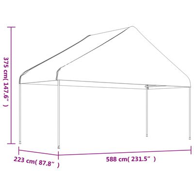 vidaXL fehér polietilén pavilon tetővel 6,69 x 5,88 x 3,75 m