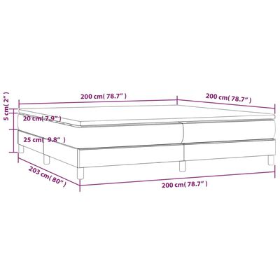 vidaXL világosszürke bársony rugós ágy matraccal 200x200 cm