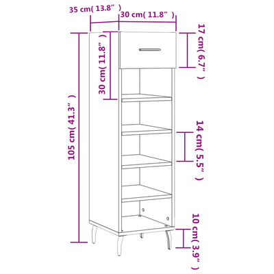 vidaXL szürke sonoma színű szerelt fa cipősszekrény 30 x 35 x 105 cm