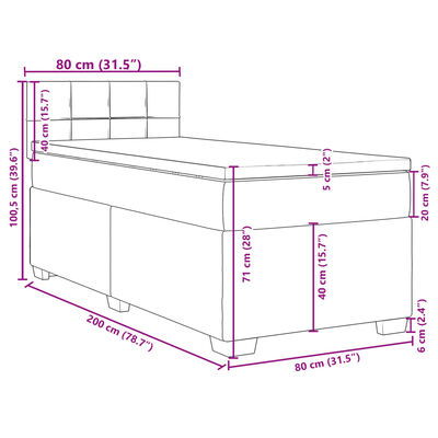 vidaXL tópszínű szövet rugós ágy matraccal 80 x 200 cm