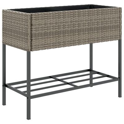 vidaXL 2 db szürke polyrattan kerti ültetőláda polccal 90 x 40 x 75 cm