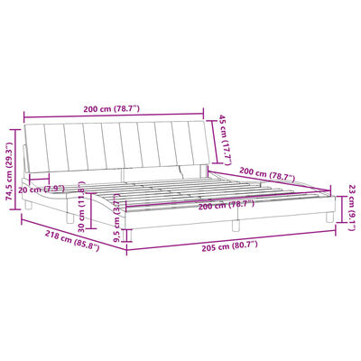 vidaXL fekete bársony ágykeret LED-világítással 200 x 200 cm