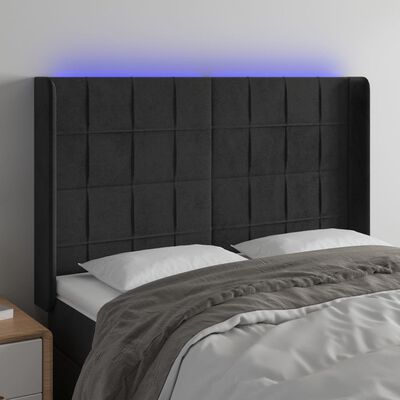 vidaXL fekete bársony LED-es fejtámla 147x16x118/128 cm