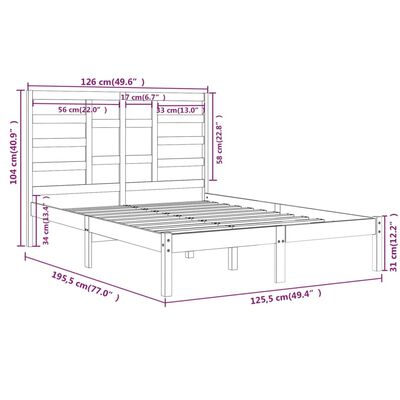 vidaXL mézbarna tömör fa ágykeret 120 x 190 cm (4FT Small Double)