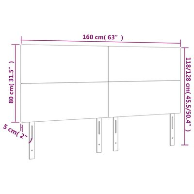 vidaXL 4 db világosszürke bársony fejtámla 80 x 5 x 78/88 cm