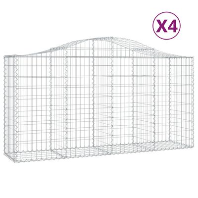 vidaXL 4 db íves horganyzott vas gabion kosár 200 x 50 x 100/120 cm