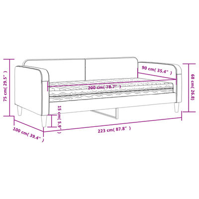 vidaXL tópszínű szövet kanapéágy matraccal 90 x 200 cm