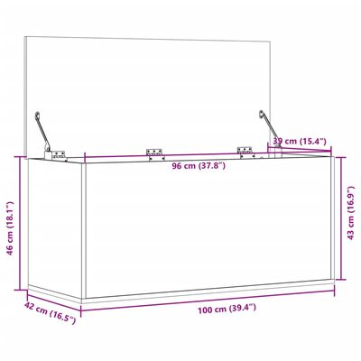 vidaXL szürke sonoma szerelt fa tárolóláda 100x42x46 cm