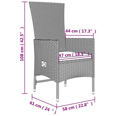 vidaXL 7 részes bézs polyrattan kerti étkezőgarnitúra párnákkal