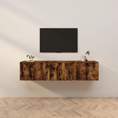 vidaXL 3 db füstös tölgy színű fali TV-szekrény 57 x 34,5 x 40 cm