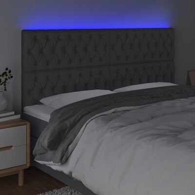 vidaXL sötétszürke szövet LED-es fejtámla 180x7x118/128 cm