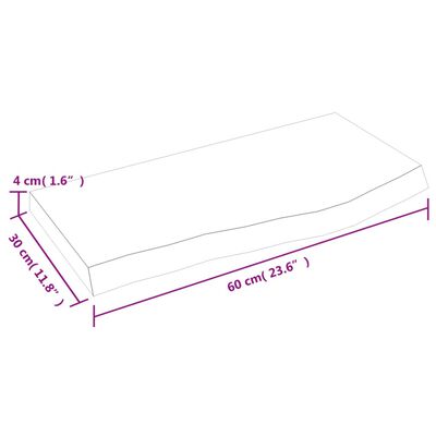 vidaXL sötétbarna kezelt tömör fa fürdőszobai pult 60x30x(2-4) cm