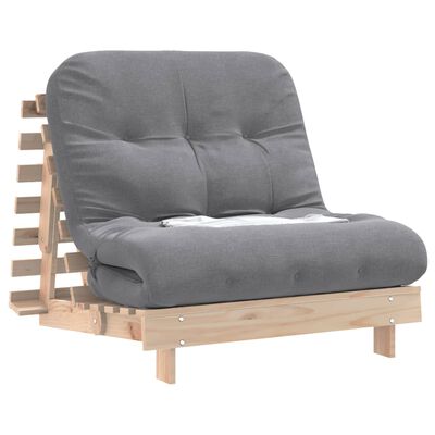 vidaXL tömör fenyőfa futon kanapéágy matraccal 80 x 206 x 11 cm