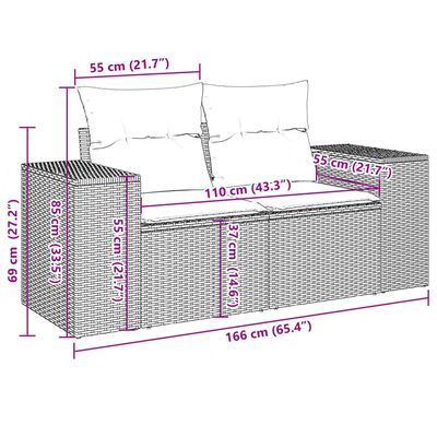 vidaXL 10 részes szürke polyrattan kerti ülőgarnitúra párnákkal