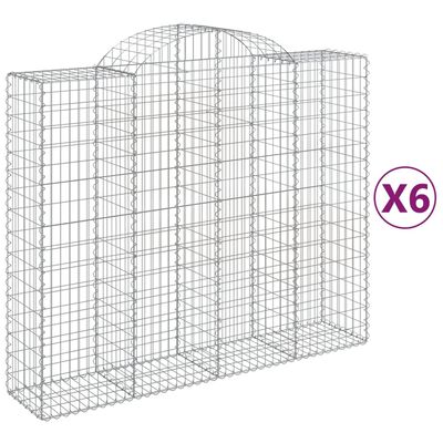 vidaXL 6 db íves horganyzott vas gabion kosár 200x50x160/180 cm