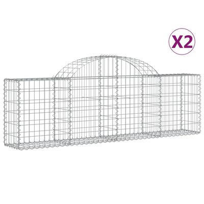 vidaXL 2 db íves horganyzott vas gabion kosár 200x30x60/80 cm