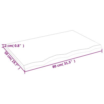 vidaXL sötétbarna kezelt tömör fa fürdőszobai pult 80x50x2 cm