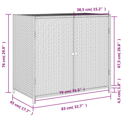 vidaXL szürke polyrattan kerti tárolószekrény 83x45x76 cm