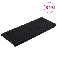 vidaXL 15 db fekete öntapadó lépcsőszőnyeg 65x24,5x3,5 cm