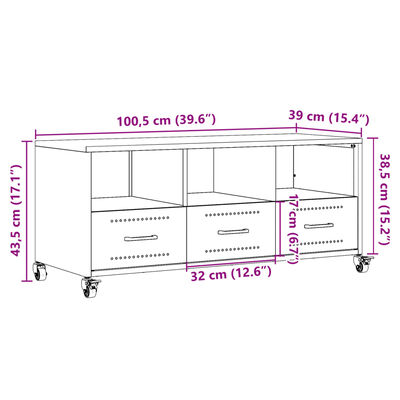 vidaXL antracit hidegen hengerelt acél TV-szekrény 100,5x39x43,5 cm