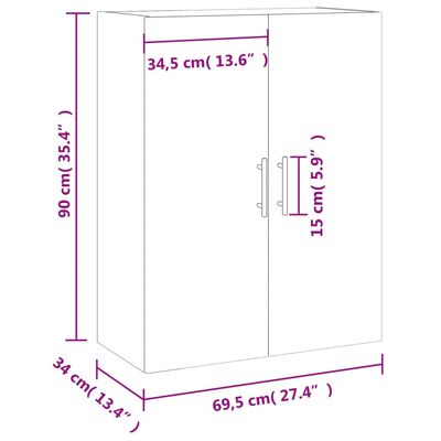 vidaXL füstös tölgy színű fali szekrény 69,5 x 34 x 90 cm