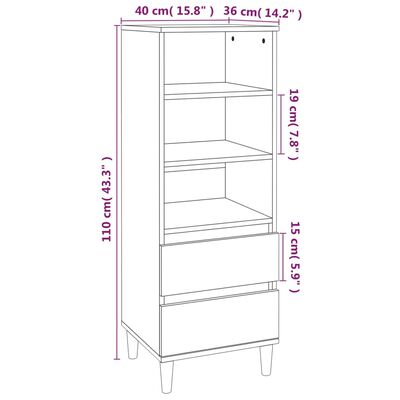 vidaXL szürke sonoma szerelt fa magasszekrény 40 x 36 x 110 cm