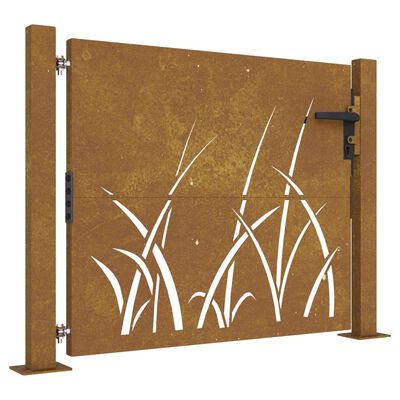 vidaXL fűmintás corten acél kerti kapu 105 x 105 cm