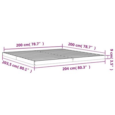 vidaXL tömör fenyőfa ágykeret 200 x 200 cm