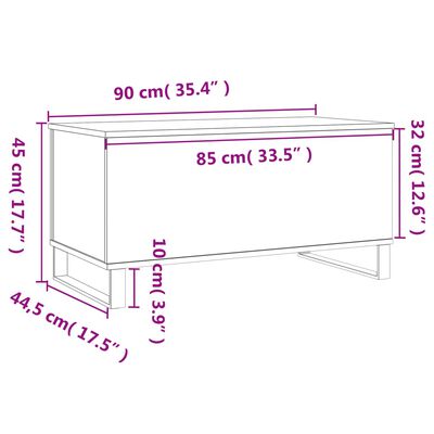 vidaXL füstös tölgy színű szerelt fa dohányzóasztal 90 x 44,5 x 45 cm