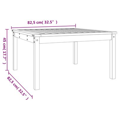 vidaXL szürke tömör fenyőfa kerti asztal 82,5x82,5x45 cm