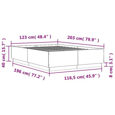 vidaXL füstös tölgy színű szerelt fa ágykeret 120 x 200 cm