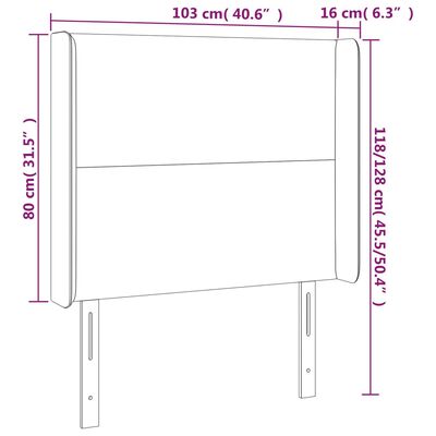 vidaXL sötétszürke bársony fejtámla szárnyakkal 103x16x118/128 cm