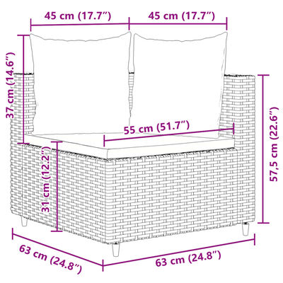 vidaXL 7 részes szürke polyrattan kerti ülőgarnitúra párnákkal