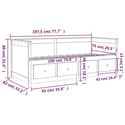 vidaXL tömör fenyőfa kanapéágy 75 x 190 cm