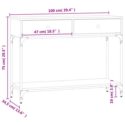 vidaXL füstös tölgy színű szerelt fa tálalóasztal 100 x 34,5 x 75 cm