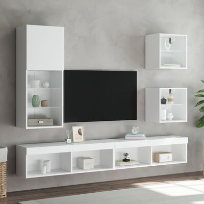 vidaXL fehér TV-szekrény LED lámpákkal 40,5 x 30 x 102 cm