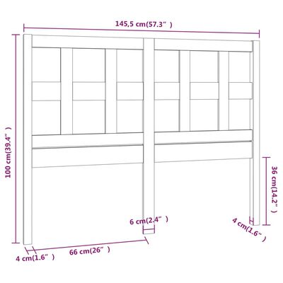 vidaXL fehér tömör fenyőfa ágyfejtámla 145,5 x 4 x 100 cm