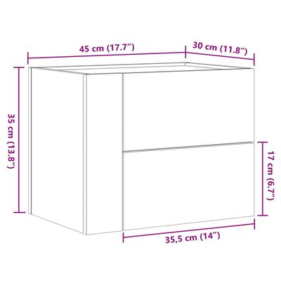 vidaXL 2 db fekete falra szerelhető éjjeliszekrény 45 x 30 x 35 cm