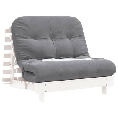 vidaXL fehér tömör fenyőfa futon kanapéágy matraccal 100 x 206 x 11 cm