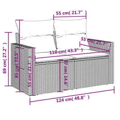 vidaXL 12 részes szürke polyrattan kerti ülőgarnitúra párnákkal