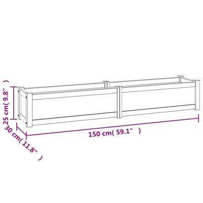 vidaXL tömör tíkfa magaságyás 150 x 30 x 25 cm