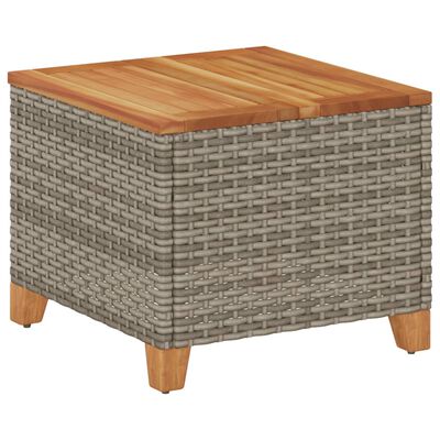 vidaXL szürke polyrattan és akácfa kerti asztal 45 x 45 x 37 cm