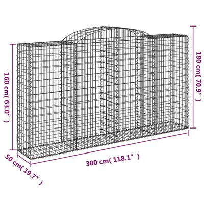 vidaXL 17 db íves horganyzott vas gabion kosár 300x50x160/180 cm