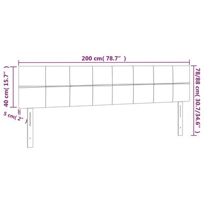 vidaXL rózsaszín bársony LED-es fejtámla 200x5x78/88 cm