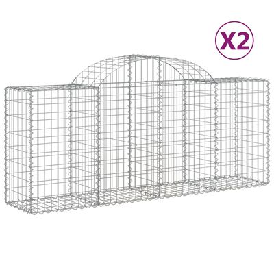 vidaXL 2 db íves horganyzott vas gabion kosár 200x50x80/100 cm