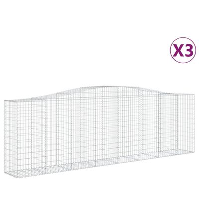 vidaXL 3 db íves horganyzott vas gabion kosár 400x50x120/140 cm