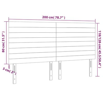 vidaXL 4 db fekete szövet fejtámla 100x5x78/88 cm